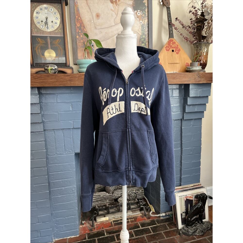 Aeropostale Hoodie XXL Sweatshirt Blue Womens Full Zip Spellout Glitter Y2K 90s - Picture 3 of 9